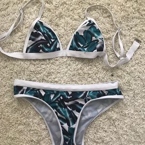 Leaves print swim suit